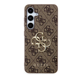 Galaxy S24 Plus Kılıf Guess PU Deri 4G Metal Logolu Kapak Kahverengi