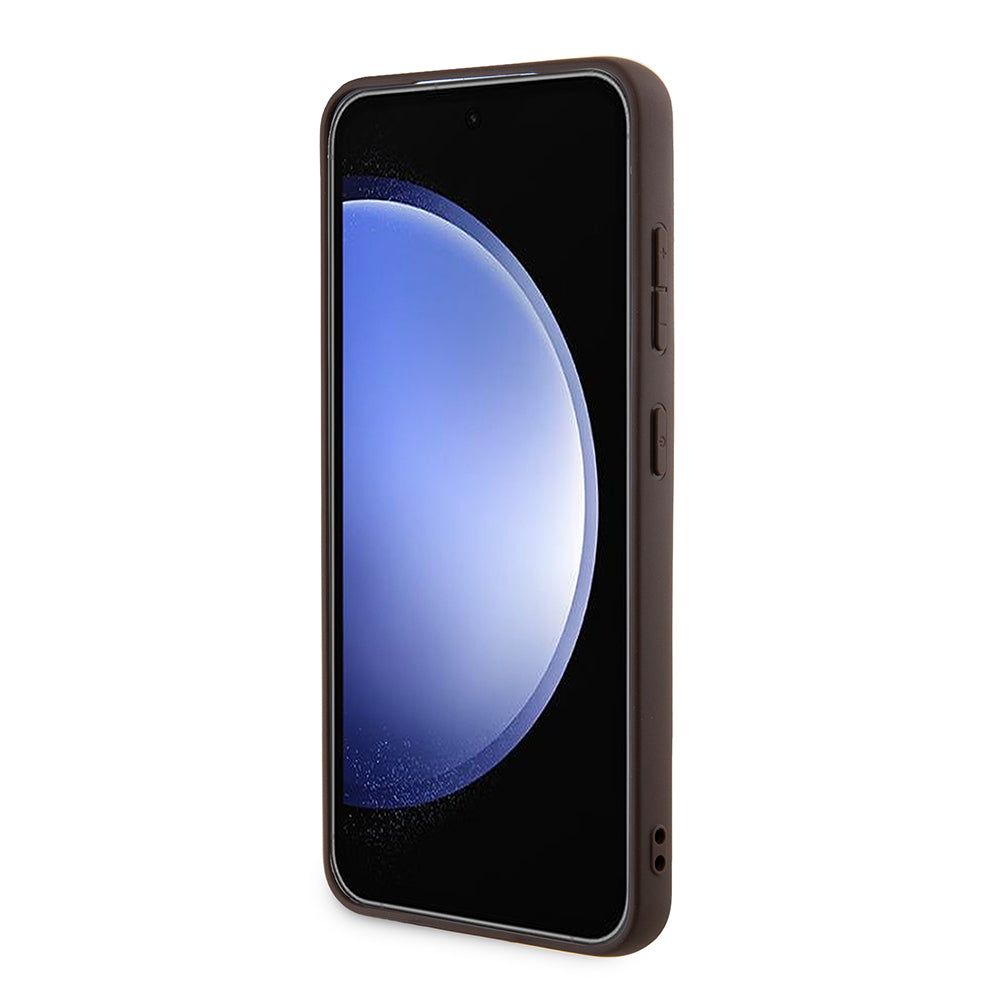 Galaxy S24 Plus Kılıf Guess PU Deri 4G Metal Logolu Kapak Kahverengi