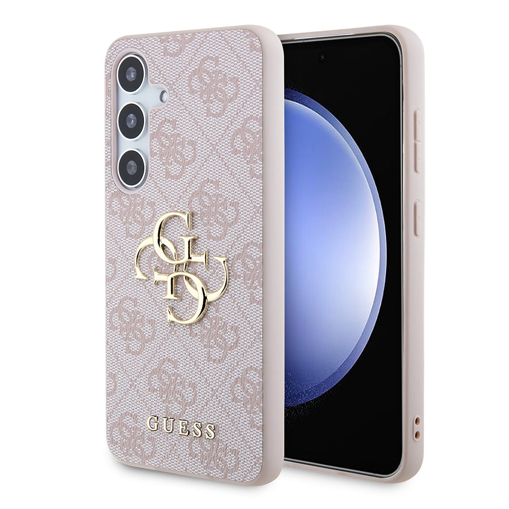 Galaxy S24 Kılıf Guess PU Deri 4G Metal Logolu Kapak Pembe