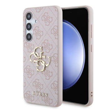Galaxy S24 Kılıf Guess PU Deri 4G Metal Logolu Kapak Pembe