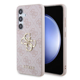 Galaxy S24 Plus Kılıf Guess PU Deri 4G Metal Logolu Kapak Pembe