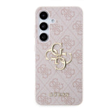 Galaxy S24 Kılıf Guess PU Deri 4G Metal Logolu Kapak Pembe