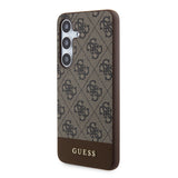 Galaxy S24 Plus Kılıf Guess PU Deri Şerit Logolu Dizayn Kapak Kahverengi