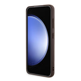 Galaxy S24 Plus Kılıf Guess PU Deri Şerit Logolu Dizayn Kapak Kahverengi