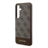 Galaxy S24 Plus Kılıf Guess PU Deri Şerit Logolu Dizayn Kapak Kahverengi