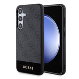 Galaxy S24 Plus Kılıf Guess PU Deri Şerit Logolu Dizayn Kapak Siyah