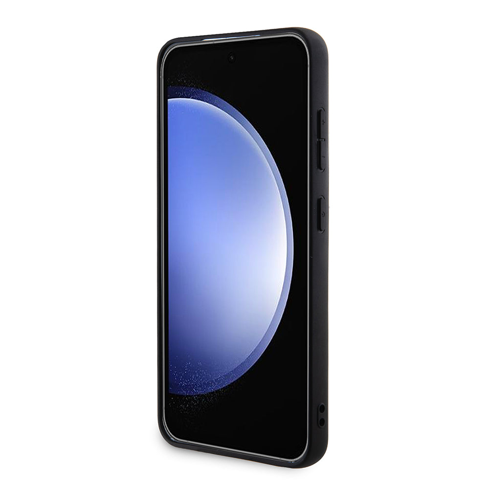 Galaxy S24 Kılıf Guess PU Deri Şerit Logolu Dizayn Kapak Siyah