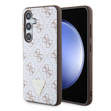 Galaxy S24 Plus Kılıf Guess PU Üçgen Logolu 4G Desenli Kapak Beyaz