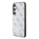 Galaxy S24 Plus Kılıf Guess PU Üçgen Logolu 4G Desenli Kapak Beyaz