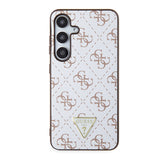 Galaxy S24 Plus Kılıf Guess PU Üçgen Logolu 4G Desenli Kapak Beyaz