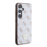 Galaxy S24 Plus Kılıf Guess PU Üçgen Logolu 4G Desenli Kapak Beyaz