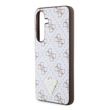 Galaxy S24 Plus Kılıf Guess PU Üçgen Logolu 4G Desenli Kapak Beyaz