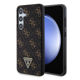 Galaxy S24 Plus Kılıf Guess PU Üçgen Logolu 4G Desenli Kapak Siyah