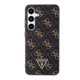 Galaxy S24 Plus Kılıf Guess PU Üçgen Logolu 4G Desenli Kapak Siyah