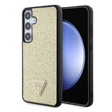 Galaxy S24 Plus Kılıf Guess Taşlı Üçgen Logolu Kapak Gold