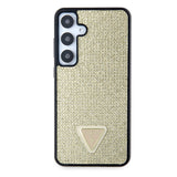 Galaxy S24 Plus Kılıf Guess Taşlı Üçgen Logolu Kapak Gold
