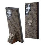 Galaxy S24 Ultra Kılıf Guess 4G Desenli Standlı Deri Kapak Kahverengi