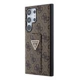 Galaxy S24 Ultra Kılıf Guess 4G Desenli Standlı Deri Kapak Kahverengi