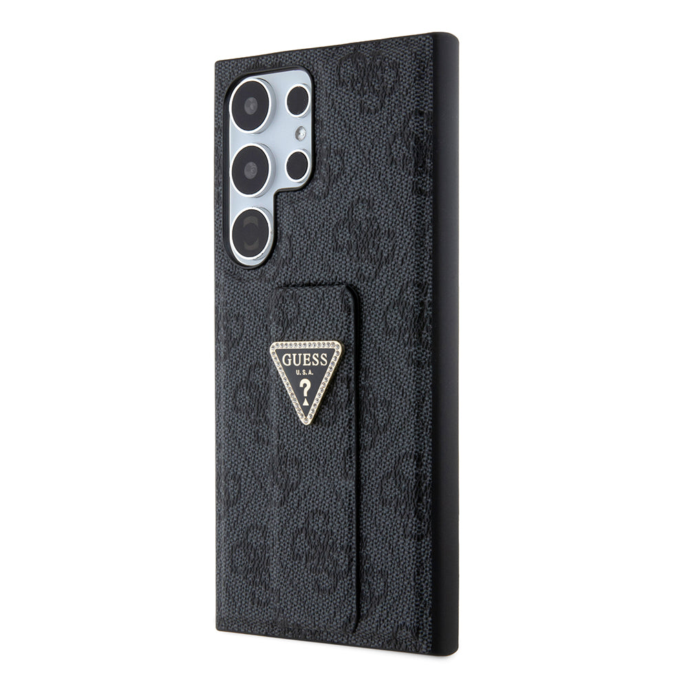 Galaxy S24 Ultra Kılıf Guess 4G Desenli Standlı Deri Kapak Siyah