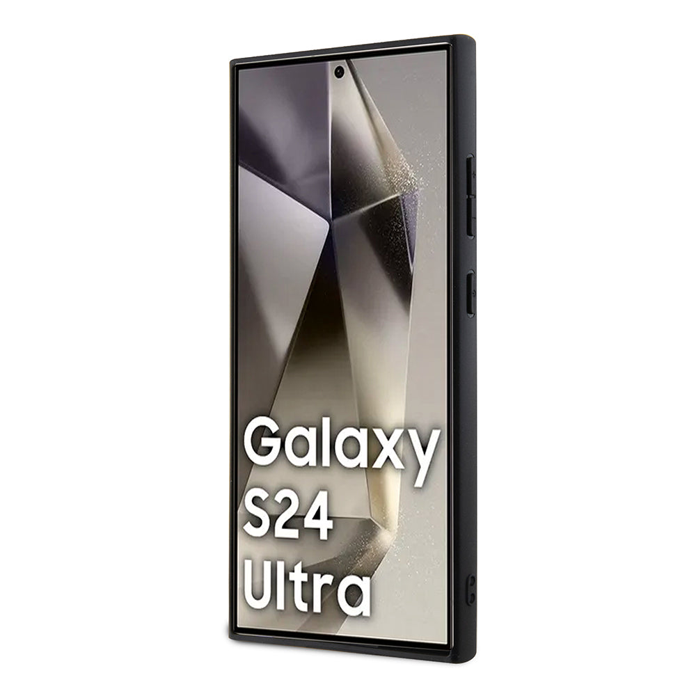 Galaxy S24 Ultra Kılıf Guess 4G Desenli Standlı Deri Kapak Siyah