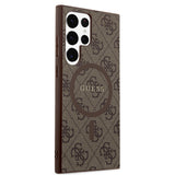 Galaxy S24 Ultra Kılıf Guess Magsafe Uyumlu 4G Desenli Yazı Logolu Kapak Kahverengi