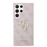 Galaxy S24 Ultra Kılıf Guess PU Deri 4G Metal Logolu Kapak Pembe