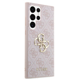 Galaxy S24 Ultra Kılıf Guess PU Deri 4G Metal Logolu Kapak Pembe