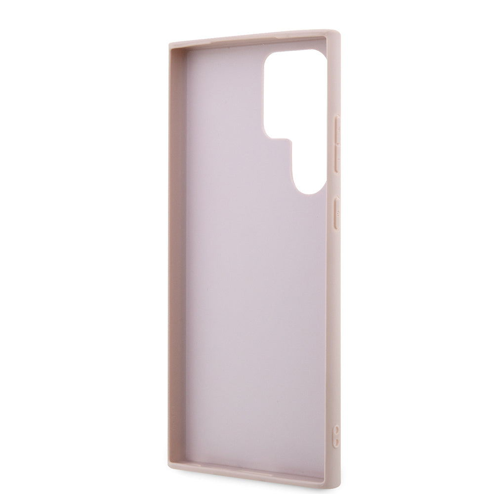 Galaxy S24 Ultra Kılıf Guess PU Deri 4G Metal Logolu Kapak Pembe
