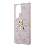 Galaxy S24 Ultra Kılıf Guess PU Deri 4G Metal Logolu Kapak Pembe