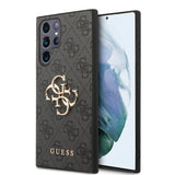 Galaxy S24 Ultra Kılıf Guess PU Deri 4G Metal Logolu Kapak Siyah