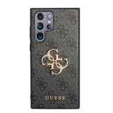 Galaxy S24 Ultra Kılıf Guess PU Deri 4G Metal Logolu Kapak Siyah