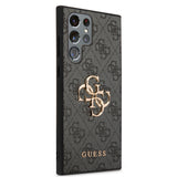 Galaxy S24 Ultra Kılıf Guess PU Deri 4G Metal Logolu Kapak Siyah