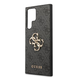 Galaxy S24 Ultra Kılıf Guess PU Deri 4G Metal Logolu Kapak Siyah