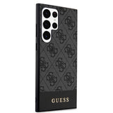 Galaxy S24 Ultra Kılıf Guess PU Deri Şerit Logolu Dizayn Kapak Siyah
