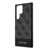 Galaxy S24 Ultra Kılıf Guess PU Deri Şerit Logolu Dizayn Kapak Siyah