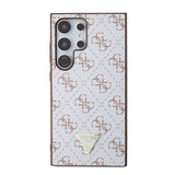 Galaxy S24 Ultra Kılıf Guess PU Üçgen Logolu 4G Desenli Kapak Beyaz