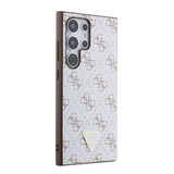 Galaxy S24 Ultra Kılıf Guess PU Üçgen Logolu 4G Desenli Kapak Beyaz
