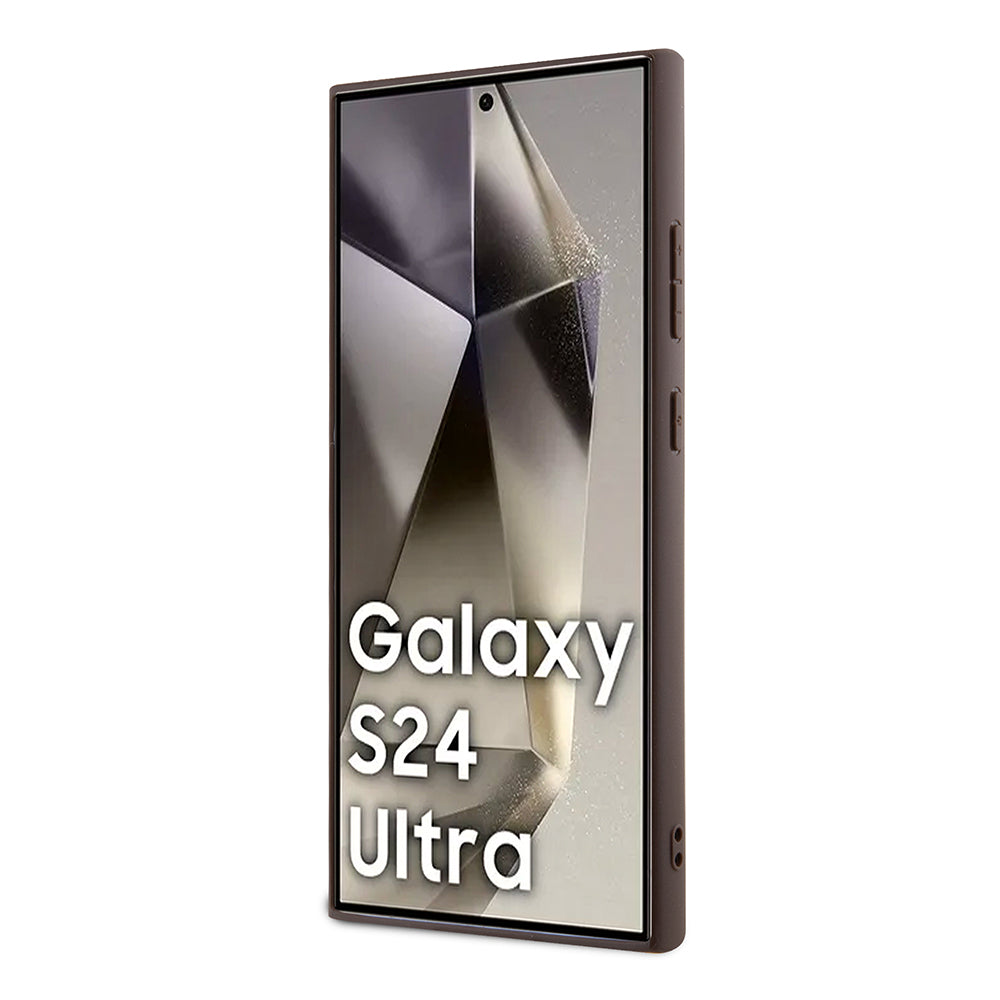 Galaxy S24 Ultra Kılıf Guess PU Üçgen Logolu 4G Desenli Kapak Beyaz