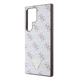 Galaxy S24 Ultra Kılıf Guess PU Üçgen Logolu 4G Desenli Kapak Beyaz