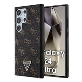 Galaxy S24 Ultra Kılıf Guess PU Üçgen Logolu 4G Desenli Kapak Siyah