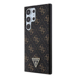 Galaxy S24 Ultra Kılıf Guess PU Üçgen Logolu 4G Desenli Kapak Siyah