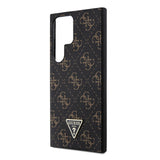 Galaxy S24 Ultra Kılıf Guess PU Üçgen Logolu 4G Desenli Kapak Siyah