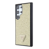 Galaxy S24 Ultra Kılıf Guess Taşlı Üçgen Logolu Kapak Gold