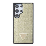 Galaxy S24 Ultra Kılıf Guess Taşlı Üçgen Logolu Kapak Gold