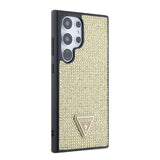 Galaxy S24 Ultra Kılıf Guess Taşlı Üçgen Logolu Kapak Gold