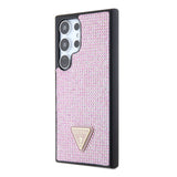 Galaxy S24 Ultra Kılıf Guess Taşlı Üçgen Logolu Kapak Pembe