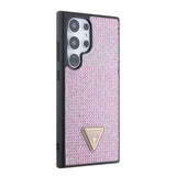 Galaxy S24 Ultra Kılıf Guess Taşlı Üçgen Logolu Kapak Pembe