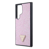 Galaxy S24 Ultra Kılıf Guess Taşlı Üçgen Logolu Kapak Pembe