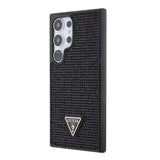 Galaxy S24 Ultra Kılıf Guess Taşlı Üçgen Logolu Kapak Siyah