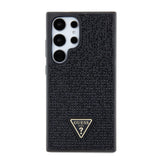 Galaxy S24 Ultra Kılıf Guess Taşlı Üçgen Logolu Kapak Siyah